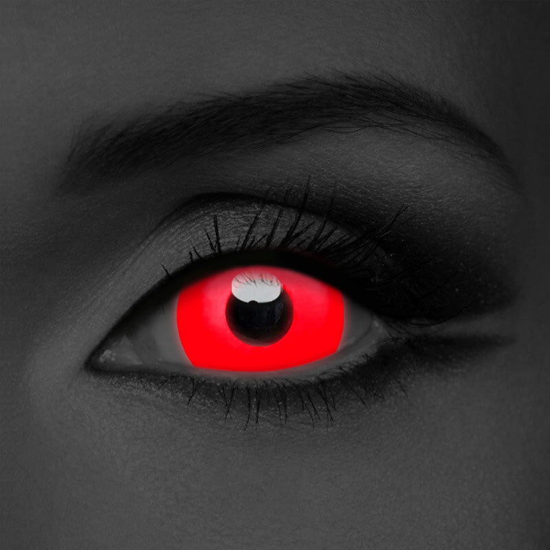 UV Glow Red 17mm Mini Sclera Halloween Costume Contacts (UV Function)